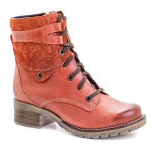 Dromedaris Kara Scrunched Leather Printed Suede Moto Boots Mandarin Women's  37